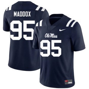 #95 Men Navy College Football Ole Mississippi Andrew Maddox Replica Jerseys 638187-445