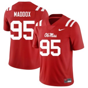 #95 Stitched Andrew Maddox Men College Football Red Mississippi Jersey 442603-832