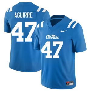 #47 College Football Men's UM Rebels Anthony Aguirre Powder Blue Official Jerseys 625297-429