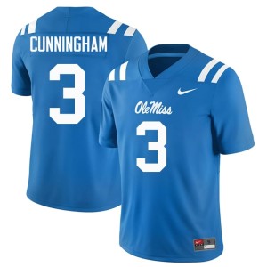 #3 Official Caleb Cunningham College Football Mens Powder Blue Forward Rebels Jersey 349355-515