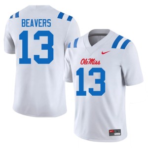 #13 UM Rebels Limited Cedrick Beavers White Men College Football Jerseys 965886-773