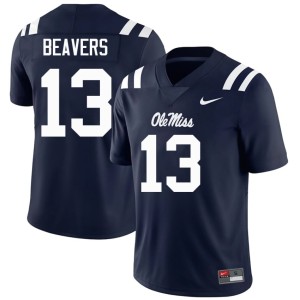 #13 Navy College Football Stitched Mens Cedrick Beavers Ole Mississippi Rebels Jerseys 219432-623