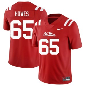 #65 Mens Red College Football Mississippi Official Connor Howes Jersey 791865-536