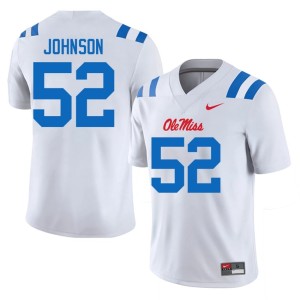 #52 University Cooper Johnson UM Rebels White Mens College Football Jersey 935433-836