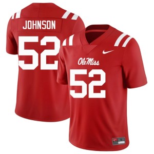 #52 Rebels Stitched Red Mens College Football Cooper Johnson Jerseys 430159-465