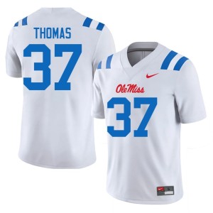#37 Forward Rebels Men's Cortez Thomas White College Football Replica Jerseys 375917-412
