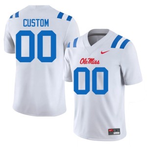 #00 White Men Custom Game Ole Mississippi Rebels College Football Jerseys 823007-227
