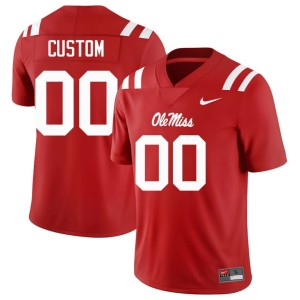 #00 Custom NCAA Men Mississippi Red College Football Jerseys 568989-812