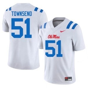 #51 College Football Ole Miss Rebels White Mens Official Delano Townsend Jerseys 603723-961