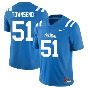 #51 Mens College Football Mississippi Rebels Powder Blue Delano Townsend Embroidery Jersey 663113-780