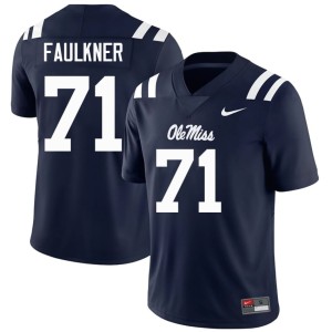 #71 Men's Ole Miss Rebels Navy College Football Emanuel Faulkner Replica Jersey 659919-475