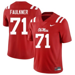 #71 Emanuel Faulkner College Football Men's Red Stitched Mississippi Rebels Jersey 149201-709