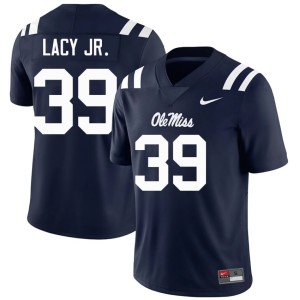 #39 Mens Player College Football Gerald Lacy Jr. University of Mississippi Navy Jersey 734996-647