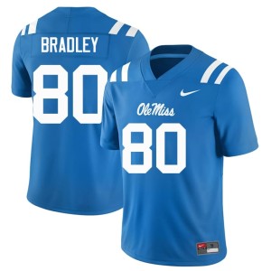 #80 Hayden Bradley Mens Embroidery Powder Blue University of Mississippi College Football Jerseys 616293-503