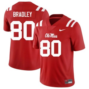 #80 Men Ole Miss Hayden Bradley College Football University Red Jersey 902221-606