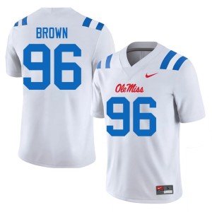 #96 Hotty Toddy White Jamarious Brown Men College Football Limited Jersey 660188-684