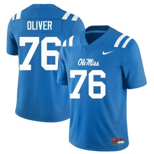 #76 Men's John Wayne Oliver College Football Game Powder Blue Ole Miss Jersey 534669-909