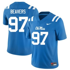 #97 Stitched Kamron Beavers College Football Miss Rebels Powder Blue Men's Jersey 858474-687