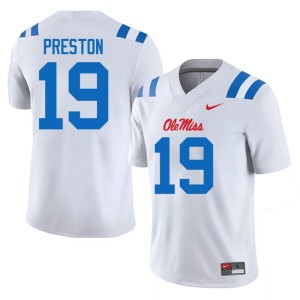 #19 Rebels High School Men College Football MJ Preston White Jersey 508652-442