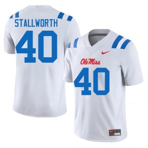 #40 Micah Stallworth College Football White Game Men's Ole Mississippi Jerseys 669637-631
