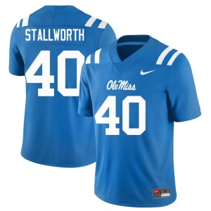 #40 NCAA College Football Mens Micah Stallworth Powder Blue Ole Miss Jerseys 861324-128
