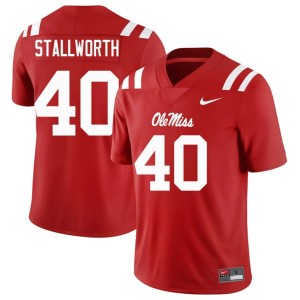 #40 Red Mens College Football Ole Miss Rebels Micah Stallworth NCAA Jerseys 473823-767