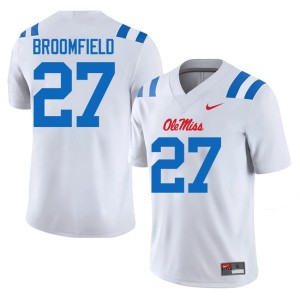 #27 College Football White Mississippi Men's Game Pat Broomfield Jersey 785989-698
