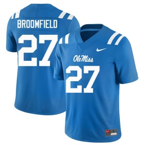 #27 Embroidery Powder Blue Miss Rebels College Football Pat Broomfield Men's Jerseys 628956-430