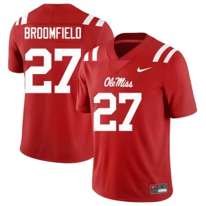 #27 2026-27 College Football Men's Red Ole Miss Pat Broomfield Jersey 157805-872