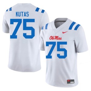#75 Embroidery College Football Miss Rebels White Mens Patrick Kutas Jerseys 486958-847