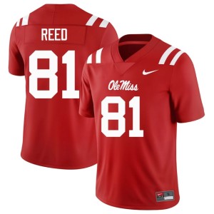 #81 Men Ole Mississippi College Football University Red Samari Reed Jersey 990373-532