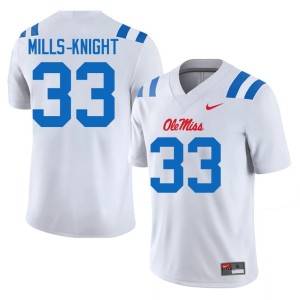 #33 College Football Shekai Mills-Knight White Mississippi Men's Game Jersey 102525-496