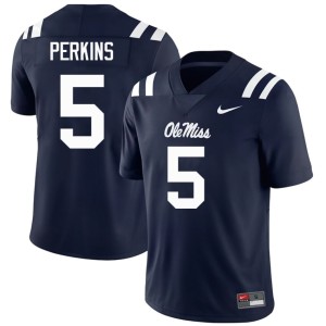 #5 Suntarine Perkins University Ole Miss Rebels College Football Mens Navy Jersey 309865-611