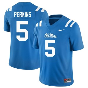 #5 Men UM Rebels Powder Blue Suntarine Perkins College Football NCAA Jersey 738391-120