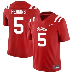 #5 Ole Miss Embroidery Suntarine Perkins College Football Red Men Jersey 445925-753