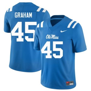 #45 Men Ole Mississippi Rebels College Football Powder Blue Talib Graham Game Jerseys 579956-285