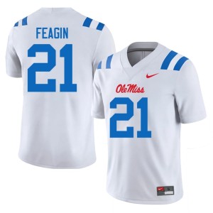 #21 Mens Tavoy Feagin White College Football Replica Rebels Jersey 405913-549