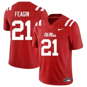 #21 Mississippi Men's Tavoy Feagin University College Football Red Jersey 909399-983