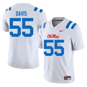 #55 Rebels White Terez Davis Men Player College Football Jersey 629610-492