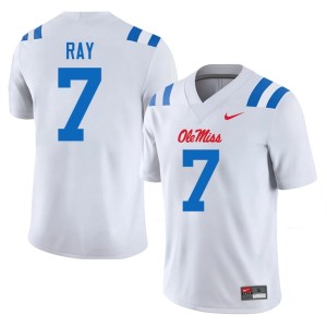 #7 College Football University of Mississippi 2026 Men's White Traylon Ray Jerseys 923535-299