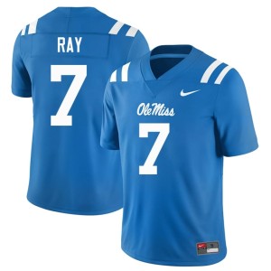#7 Powder Blue College Football Ole Miss Rebels Official Mens Traylon Ray Jerseys 204222-583