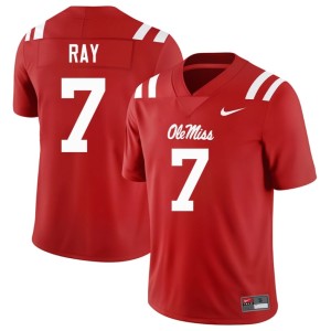 #7 Men College Football Red Traylon Ray University Ole Miss Jersey 611760-110