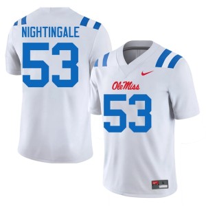 #53 Trey Nightingale Replica College Football Ole Miss Rebels White Men Jersey 408809-790
