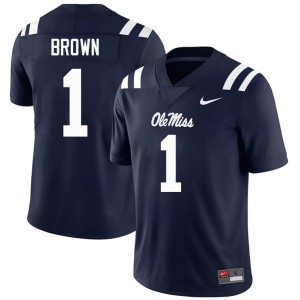 #1 Men A.J. Brown Navy University Hotty Toddy College Football Jersey 229299-181