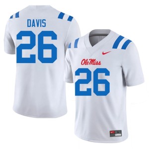 #26 Men College Football White UM Rebels Stitched Ant Davis Jersey 606218-152