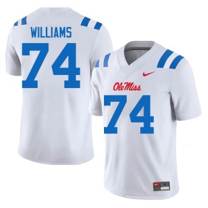 #74 Embroidery College Football Ben Williams Mississippi Rebels White Men's Jerseys 887295-288