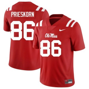 #86 Mens Ole Mississippi Rebels University Red College Football Brady Prieskorn Jersey 614071-143