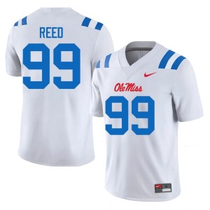 #99 Embroidery Carmelow Reed Mens College Football White Ole Miss Jerseys 296465-763