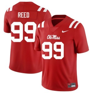 #99 Ole Miss College Football Carmelow Reed Mens Red University Jersey 586852-354