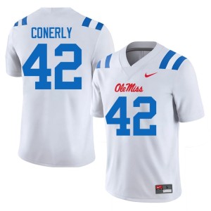 #42 College Football Ole Miss Mens NCAA Charlie Conerly White Jerseys 328678-866